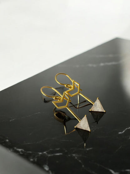 Rainbow Moonstone Arrow Earrings