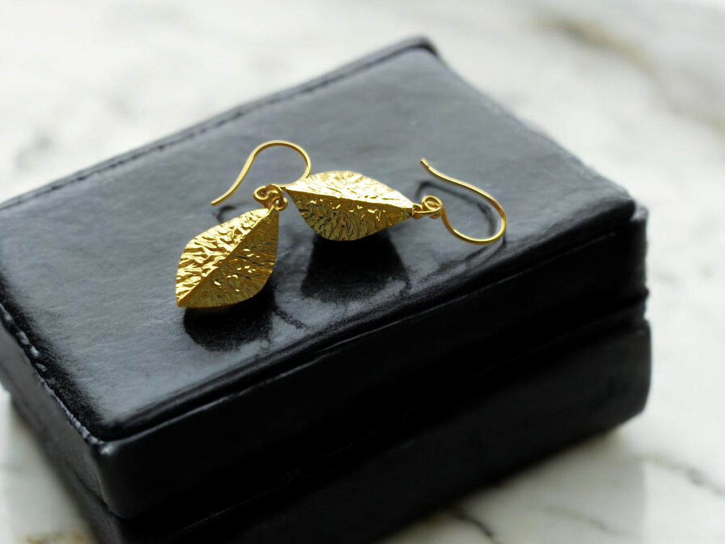 Golden Ember Leaf Earrings