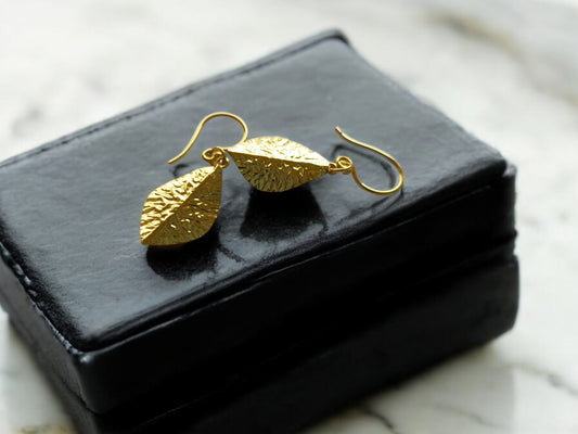 Golden Ember Leaf Earrings
