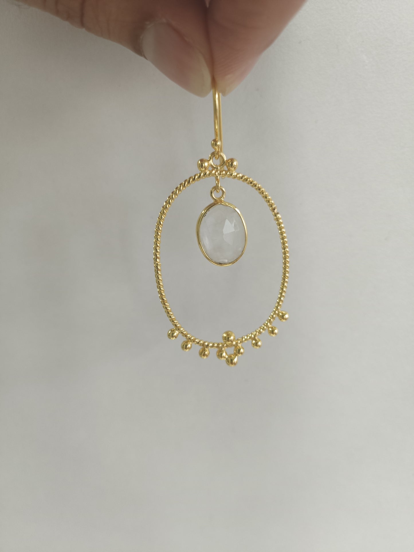Classic Moonstone Hoop Earrings