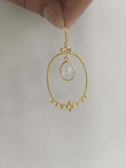Classic Moonstone Hoop Earrings