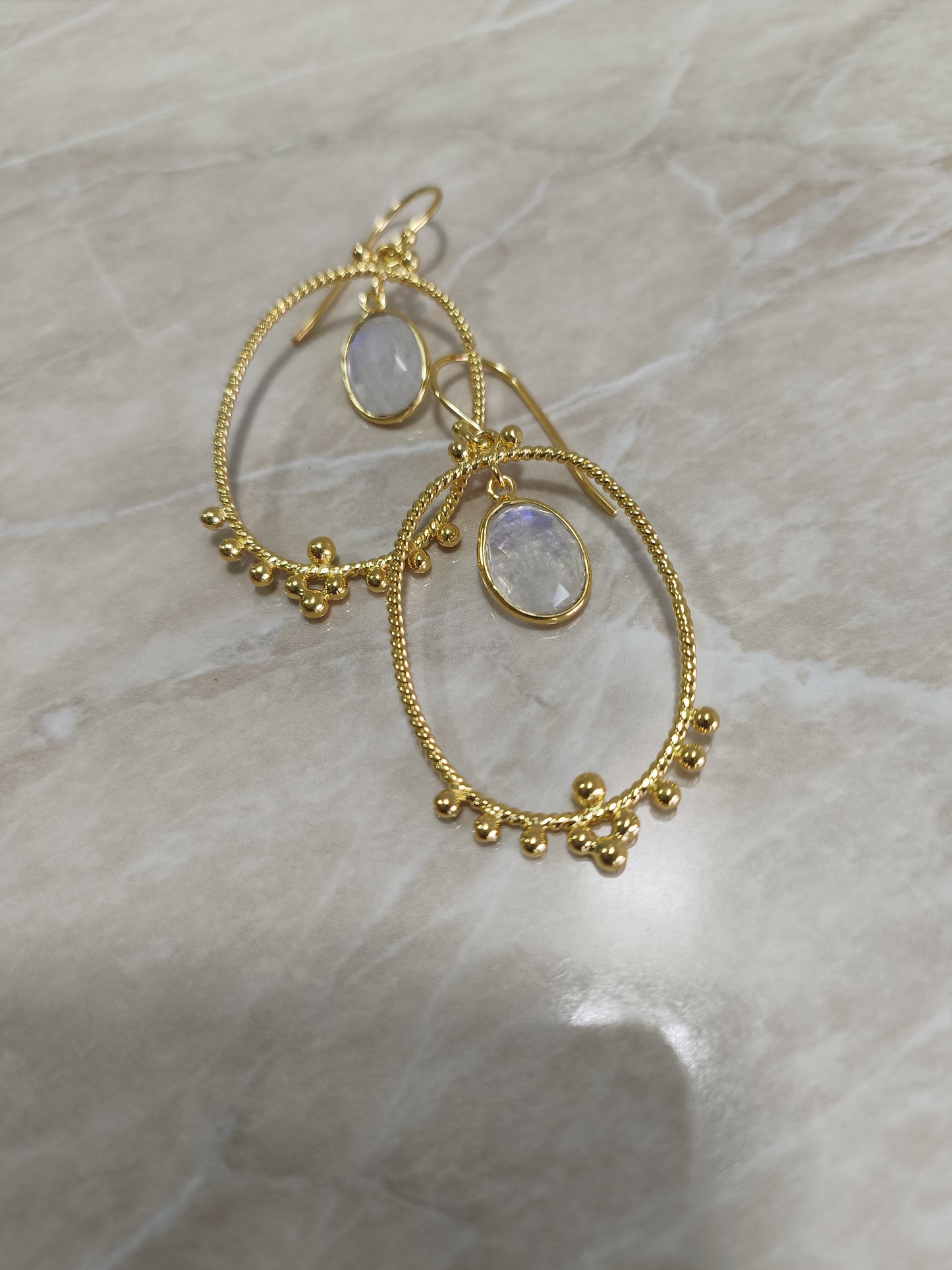 Classic Moonstone Hoop Earrings