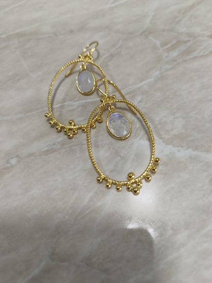 Classic Moonstone Hoop Earrings
