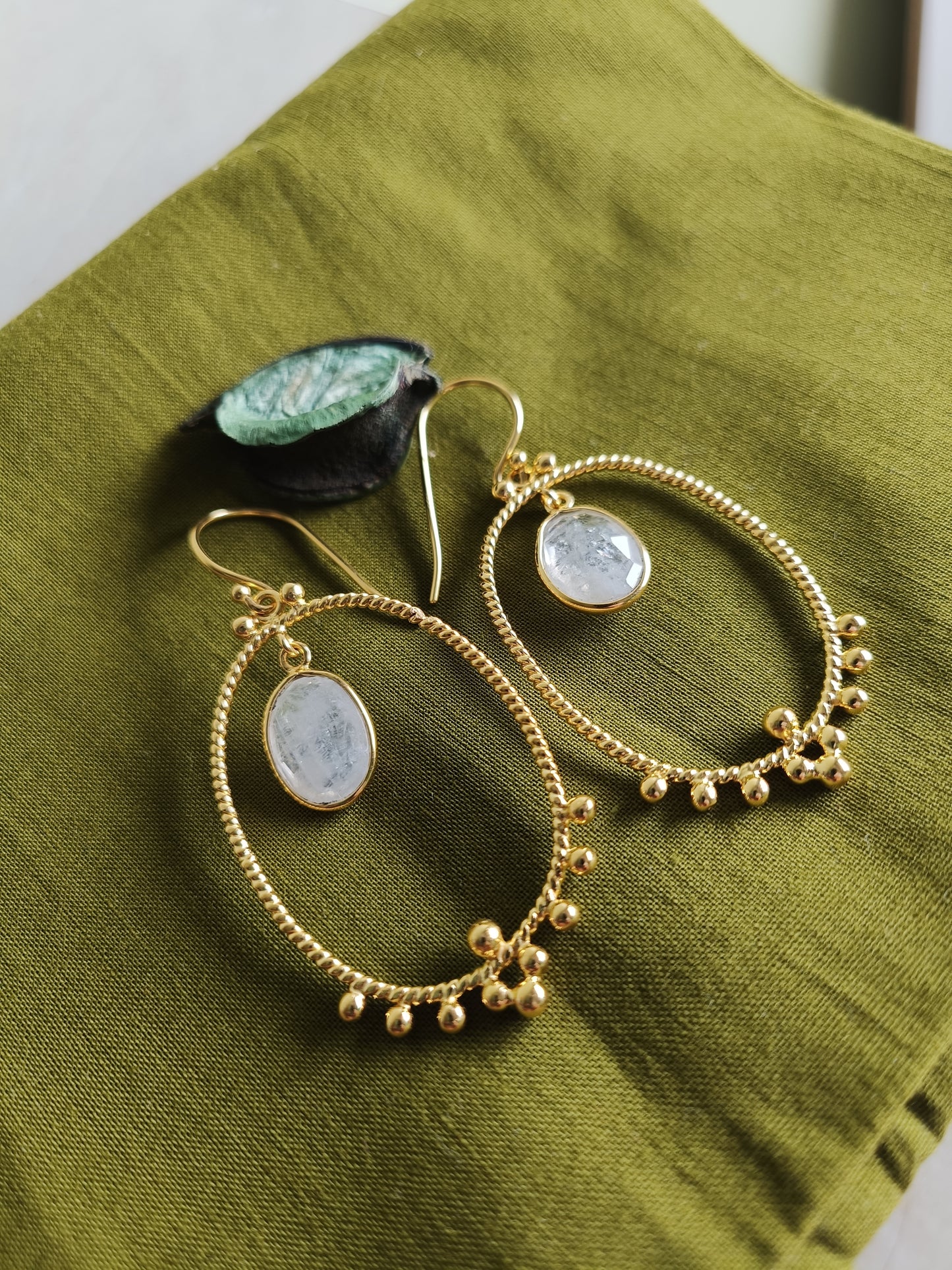Classic Moonstone Hoop Earrings