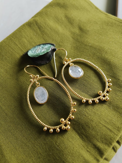 Classic Moonstone Hoop Earrings