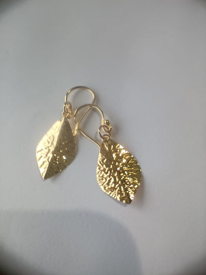 Golden Ember Leaf Earrings