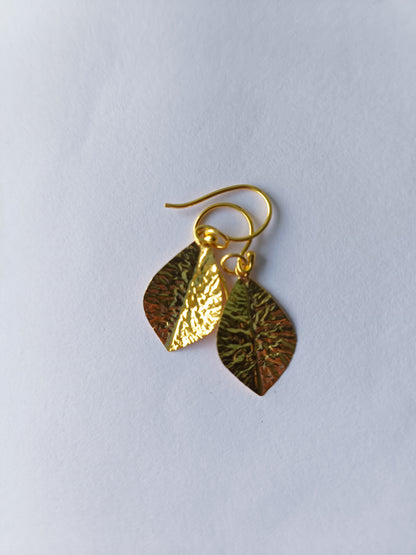 Golden Ember Leaf Earrings