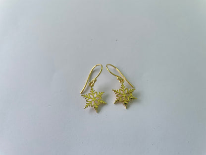 Gold Vermeil Snowflake Earrings (5X Gold Plated)