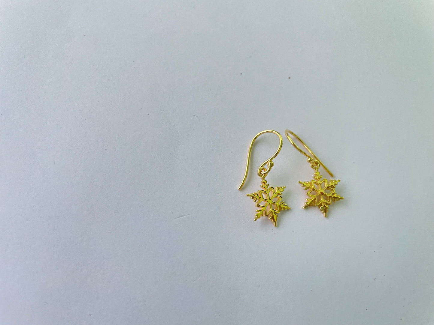 Gold Vermeil Snowflake Earrings (5X Gold Plated)