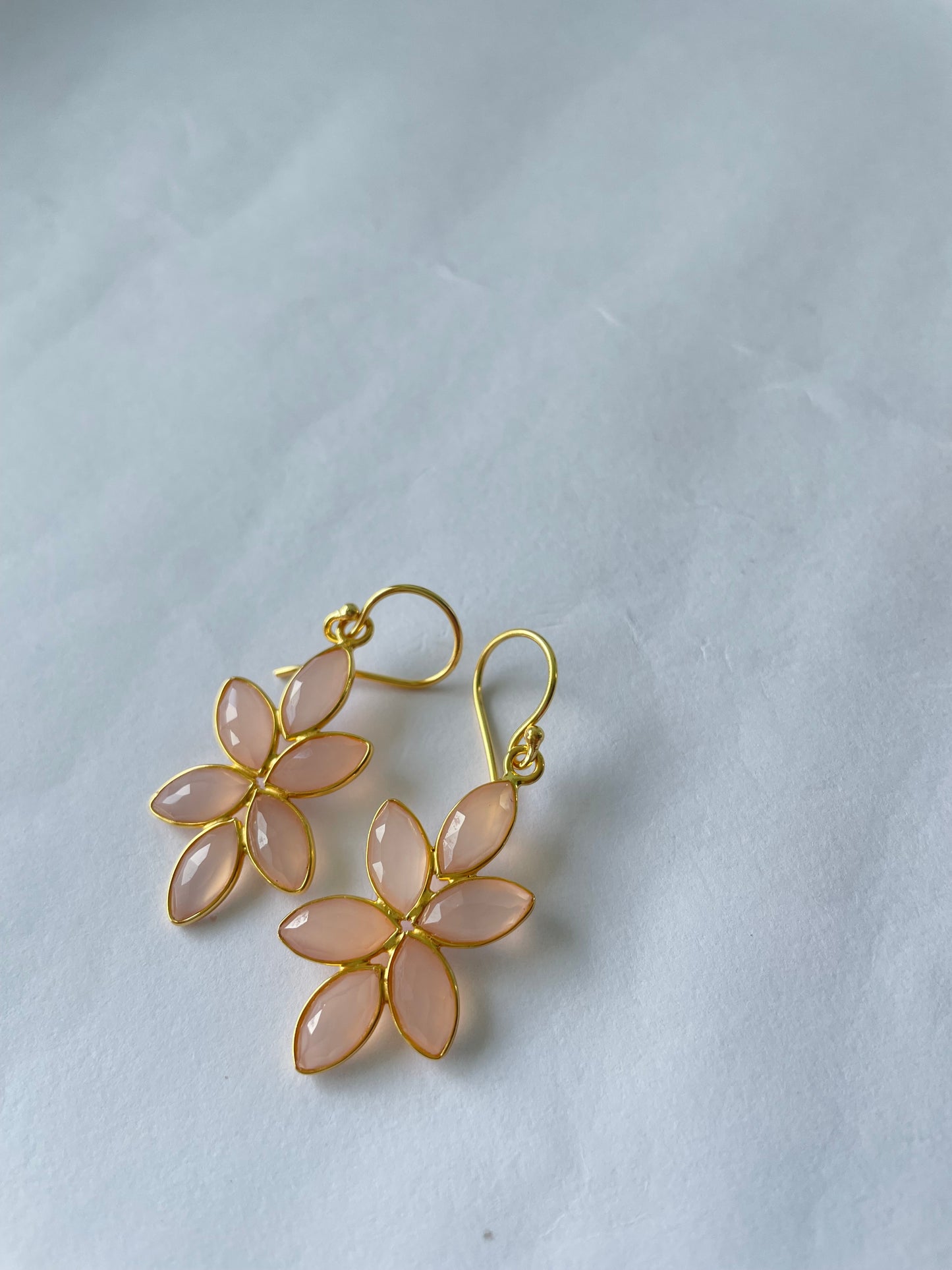 Rose Chalcedony Elegant Flower Earrings