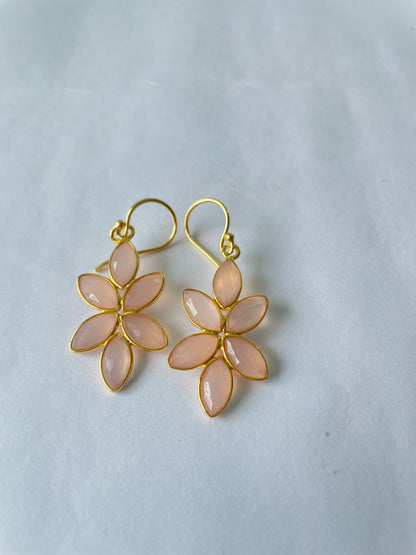 Rose Chalcedony Elegant Flower Earrings