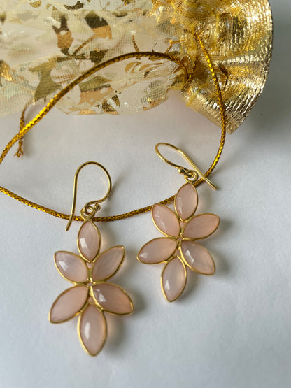 Rose Chalcedony Elegant Flower Earrings