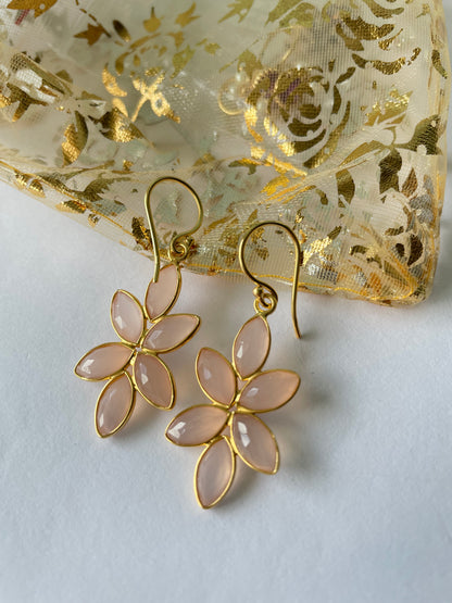 Rose Chalcedony Elegant Flower Earrings