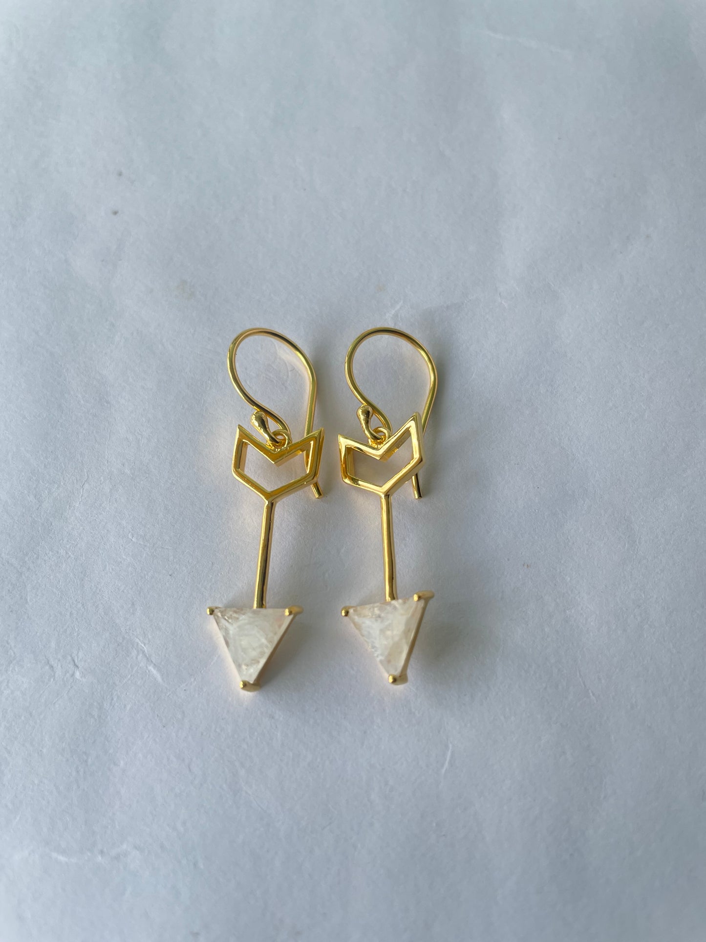 Rainbow Moonstone Arrow Earrings