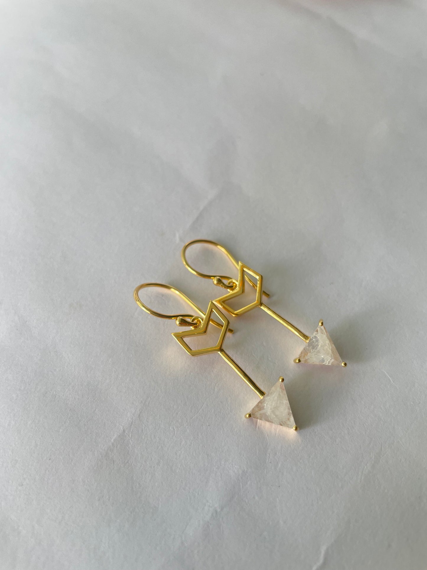 Rainbow Moonstone Arrow Earrings