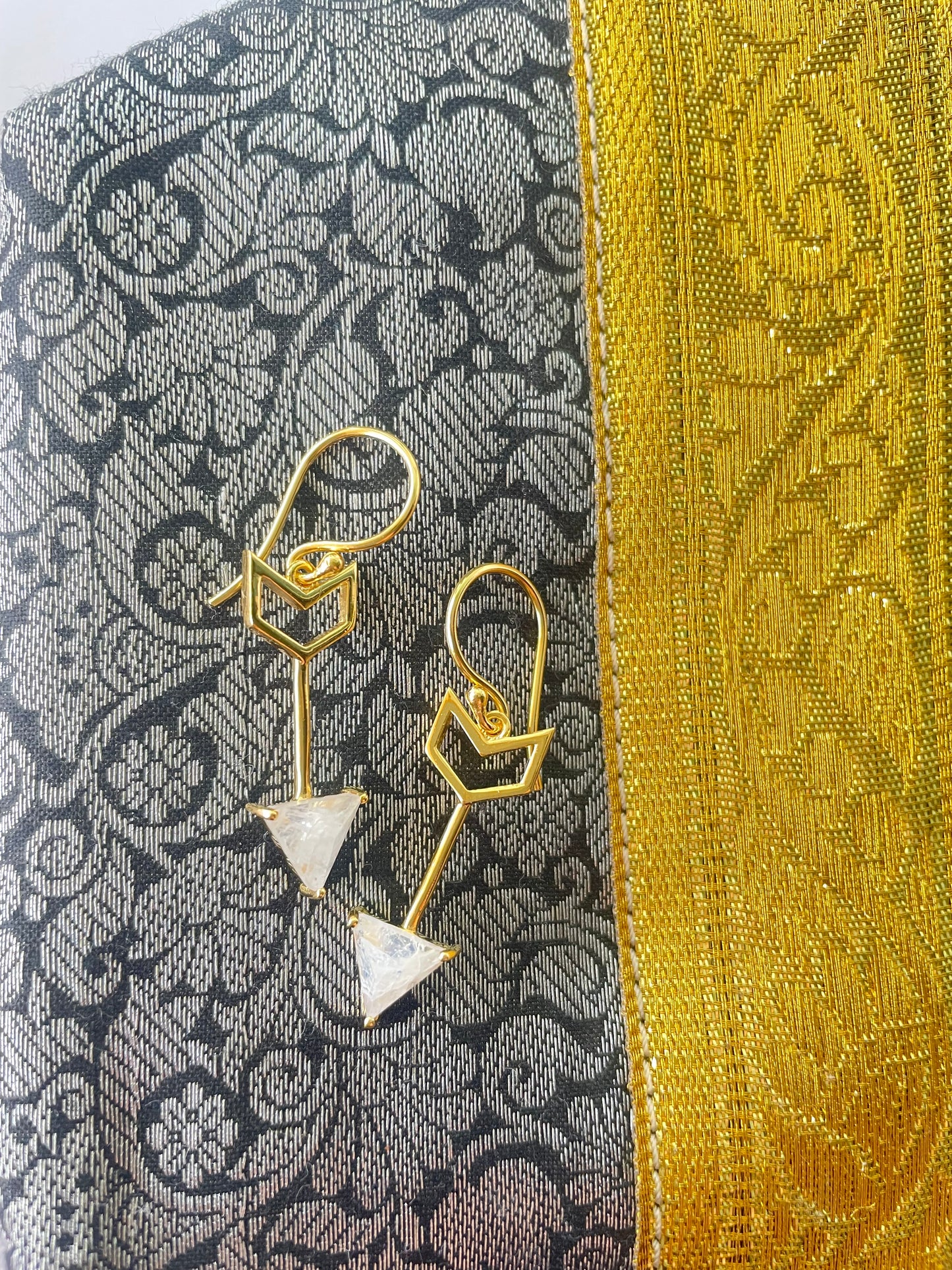 Rainbow Moonstone Arrow Earrings