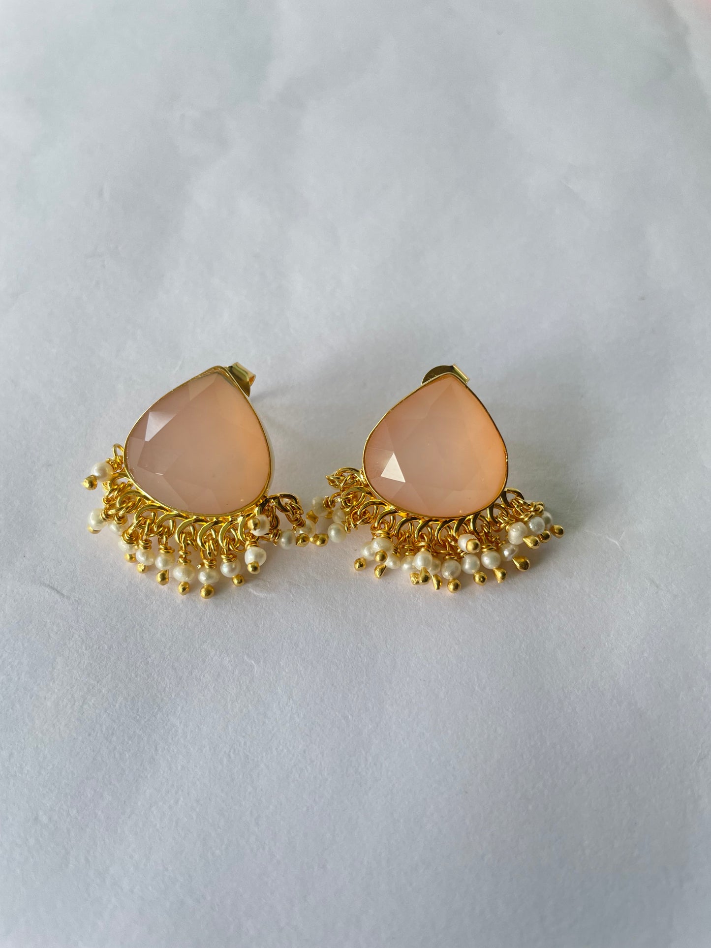 Rose Chalcedony Jhumka Earrings