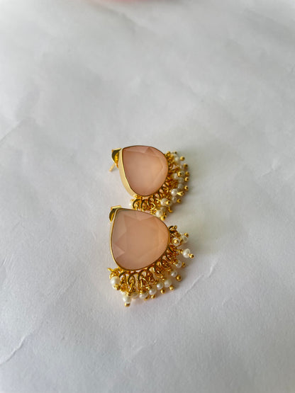 Rose Chalcedony Jhumka Earrings