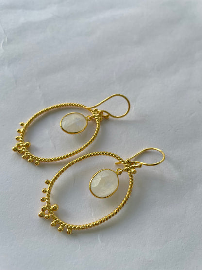 Classic Moonstone Hoop Earrings