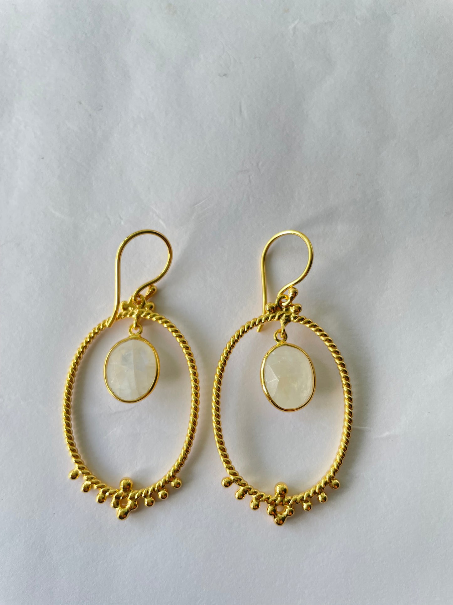 Classic Moonstone Hoop Earrings