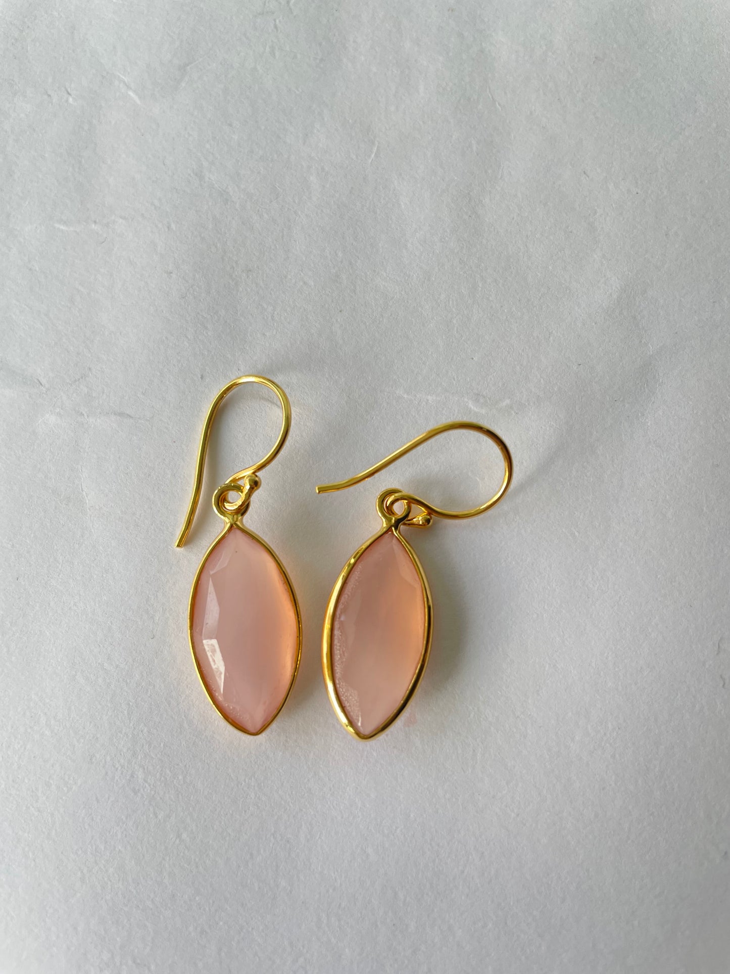 Rose Chalcedony Simple Drop Earrings