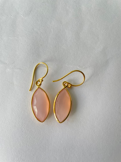 Rose Chalcedony Simple Drop Earrings