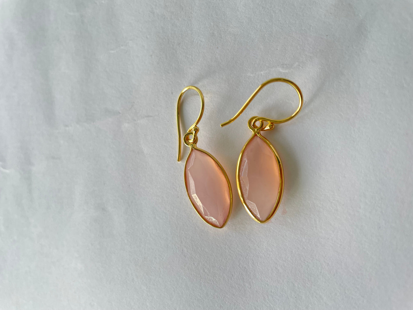 Rose Chalcedony Simple Drop Earrings