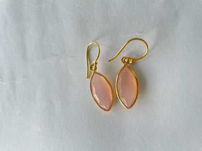 Rose Chalcedony Simple Drop Earrings