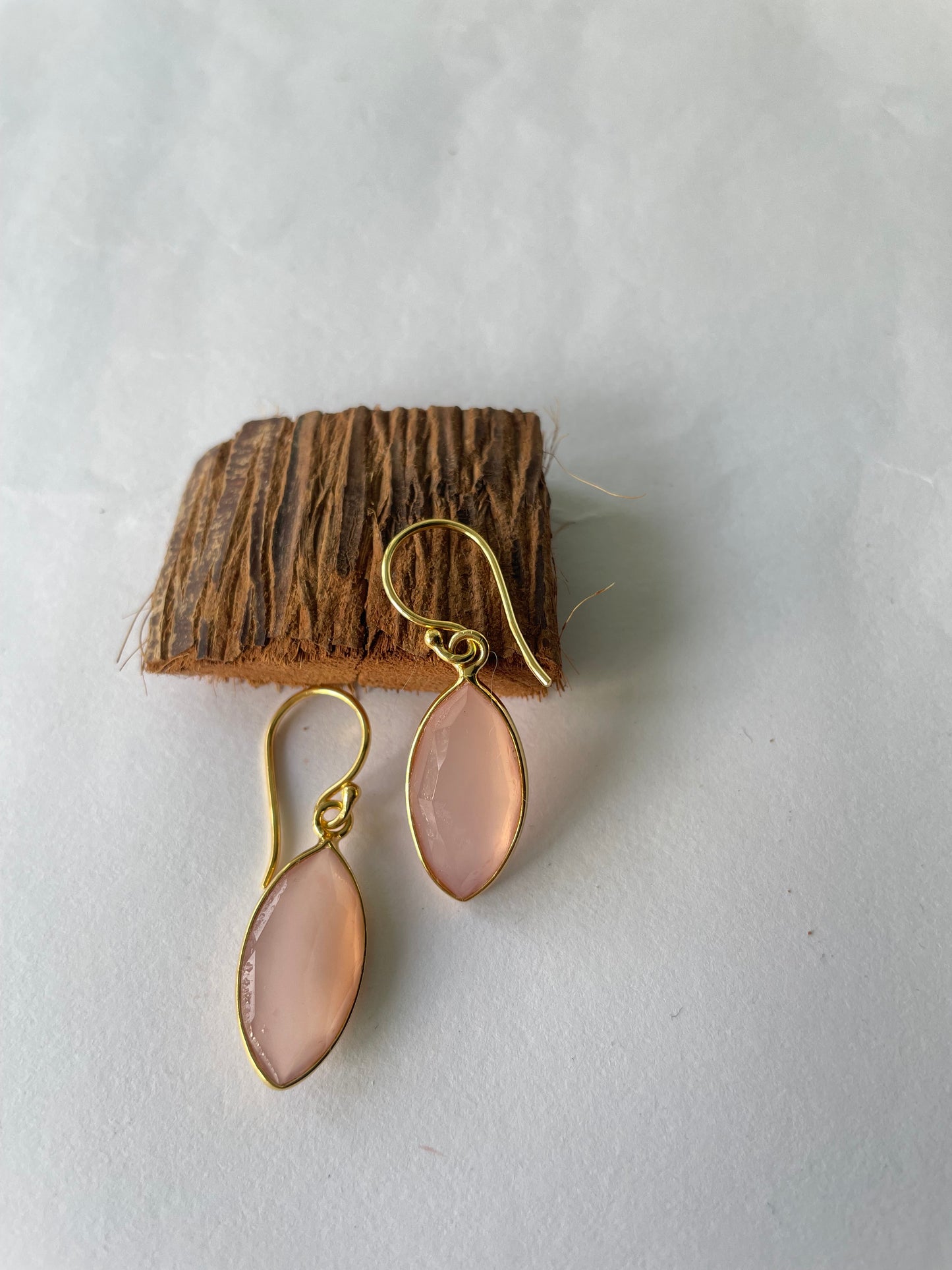 Rose Chalcedony Simple Drop Earrings