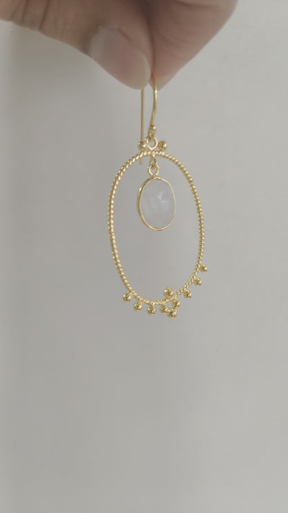 Classic Moonstone Hoop Earrings